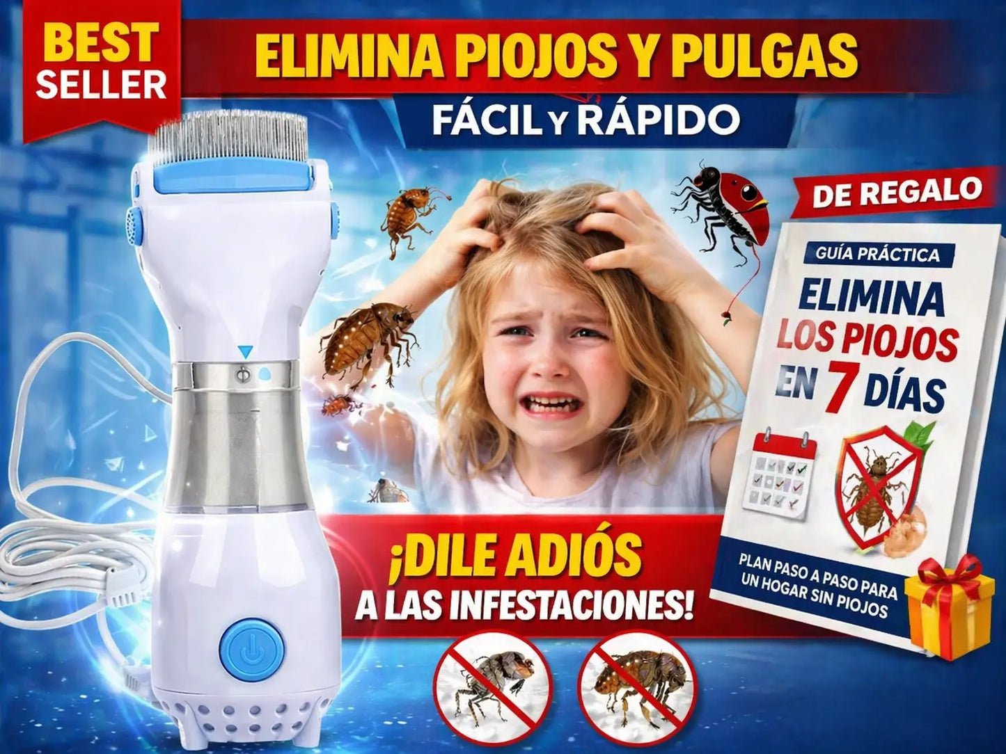 Peine Eléctrico Adiós Piojos - Elimina Piojos y Liendres en Minutos